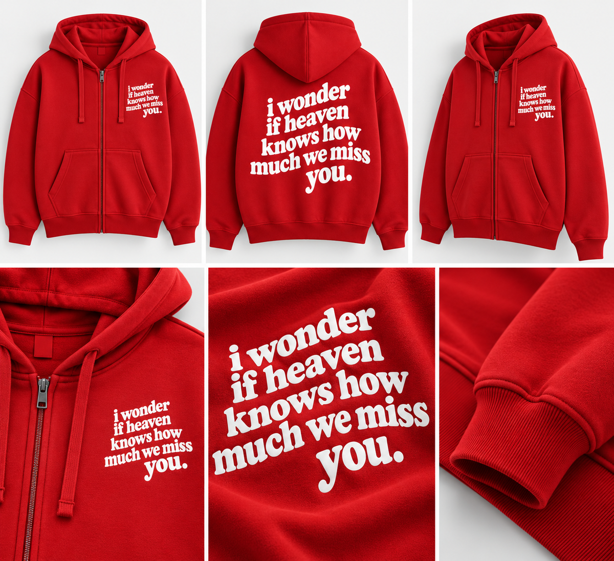 WLY- Red I Wonder Zip Hoodie