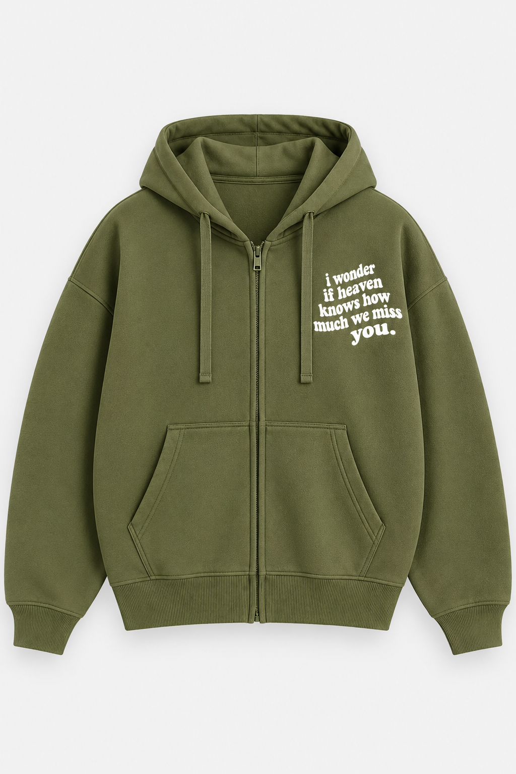 WLY Olive Green - I Wonder Zip Hoodie