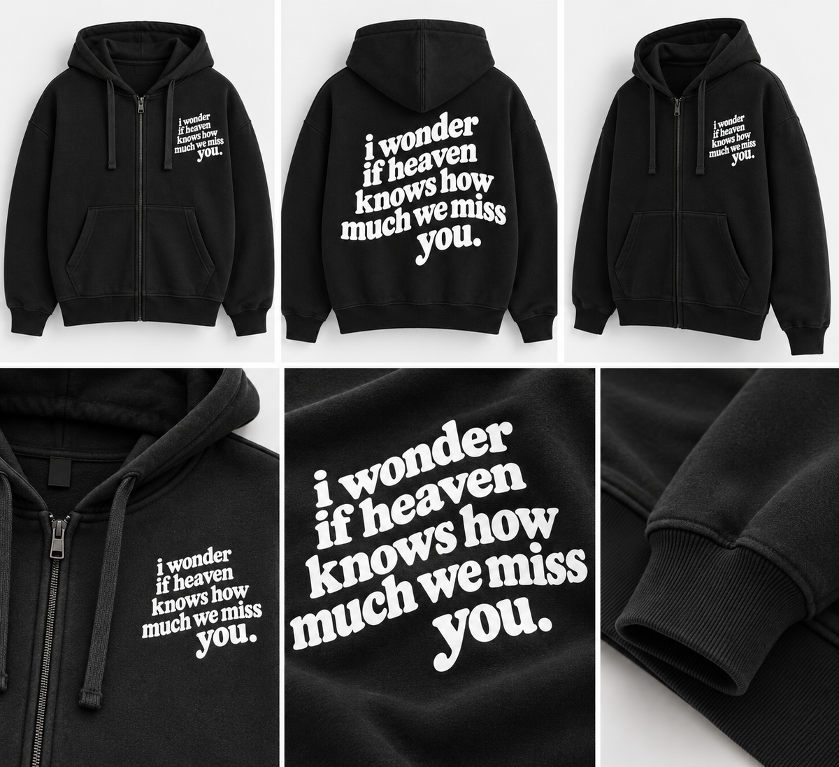 WLY Black - I Wonder Zip Hoodie