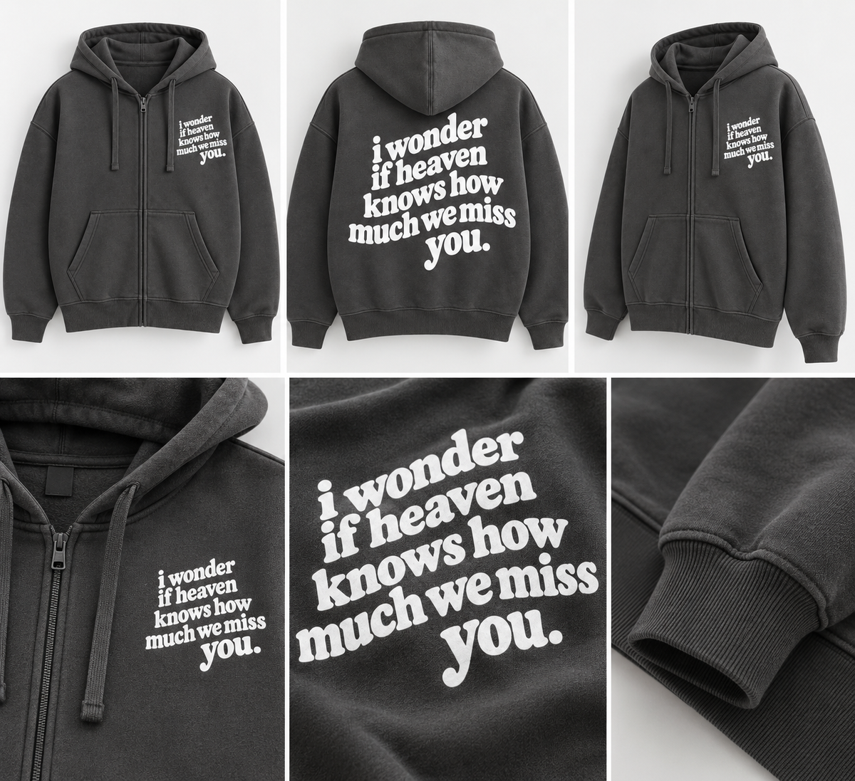 WLY Charcoal - I Wonder Zip Hoodie